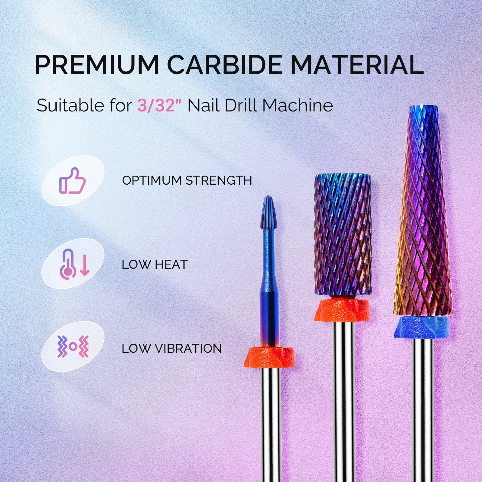 3Pcs Carbide Tungsten Nail Drill Bits Set for Electric Drills