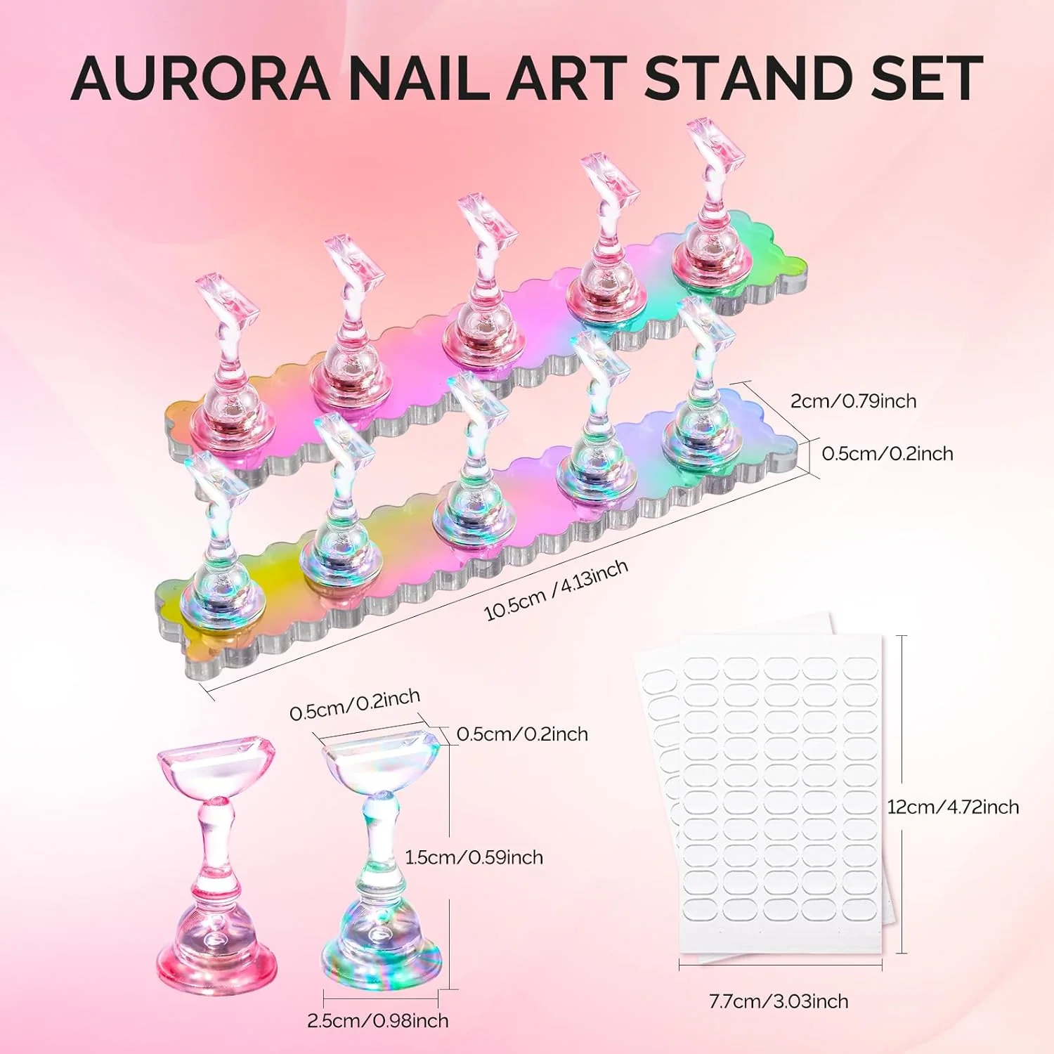 2 Sets Acrylic Magnetic Nail Stand for Press-On Nails and Nail Art