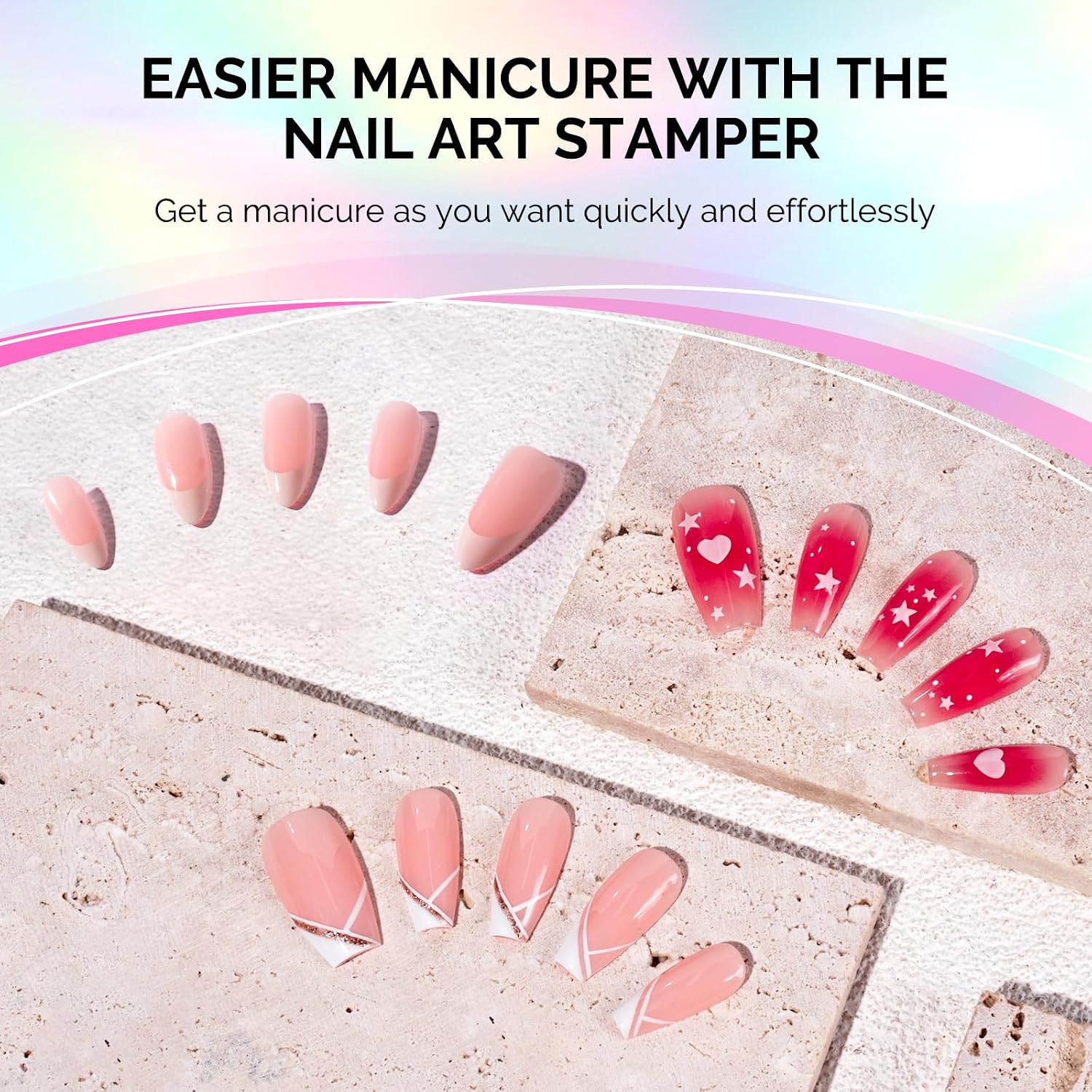 French Nail Stamper Kit 4PCS Aurora with Two Stamp Sizes