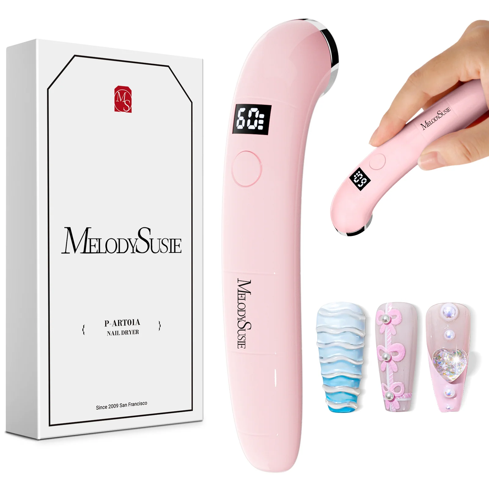 P-ART01A Rechargeable LED/UV Nail Lamp in Pink