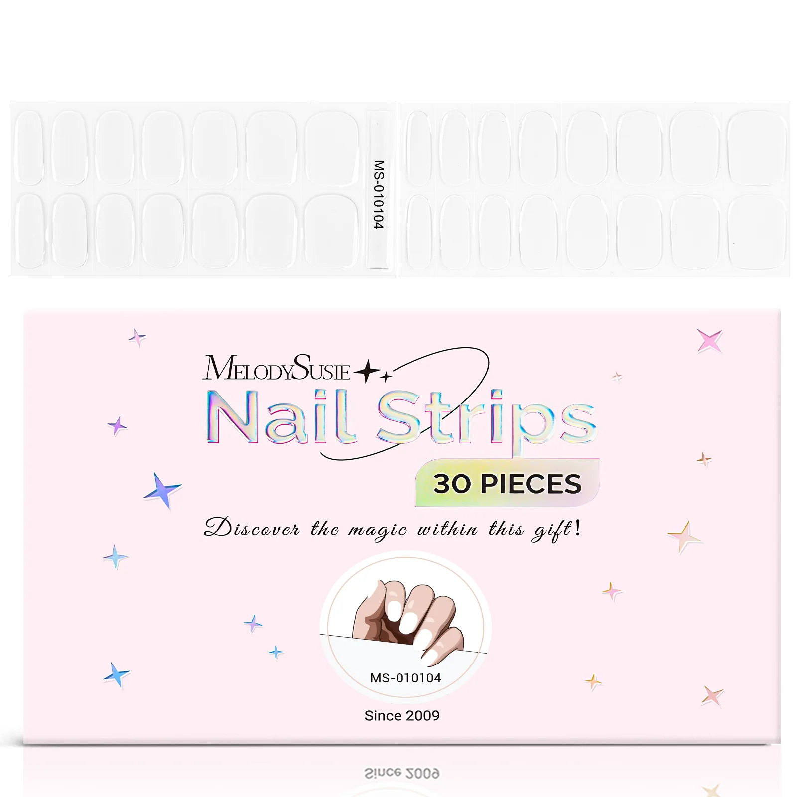 MelodySusie Semi Cured Gel Nail Strips with 3D and 5D Stickers