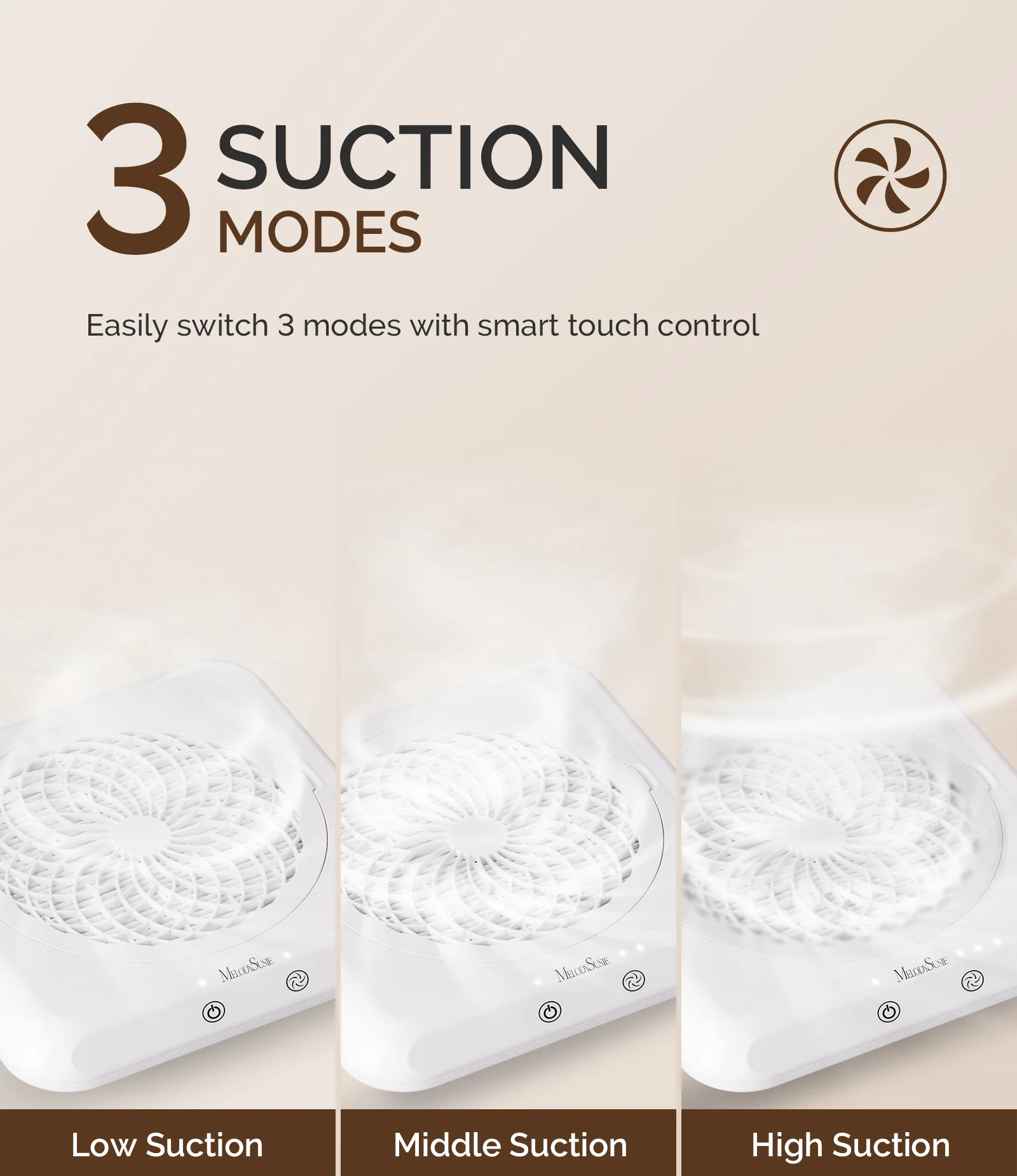 SProF Nail Dust Collector in White with Reusable Filter and Non-Slip Base