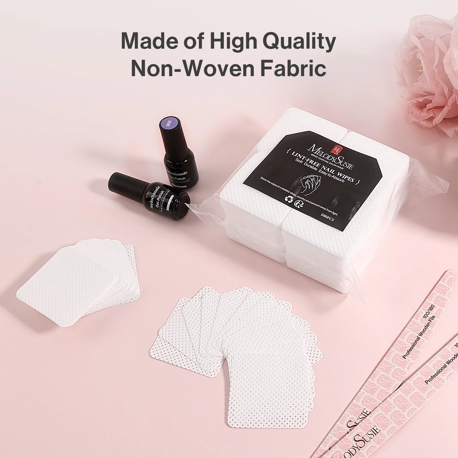 500 Pcs Lint Free Nail Wipes for Gel and Polish Removal