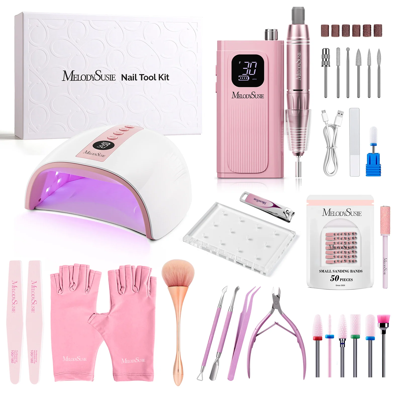 MelodySusie SC300E Nail Drill & P-PLUS30G Nail Lamp Gift Box