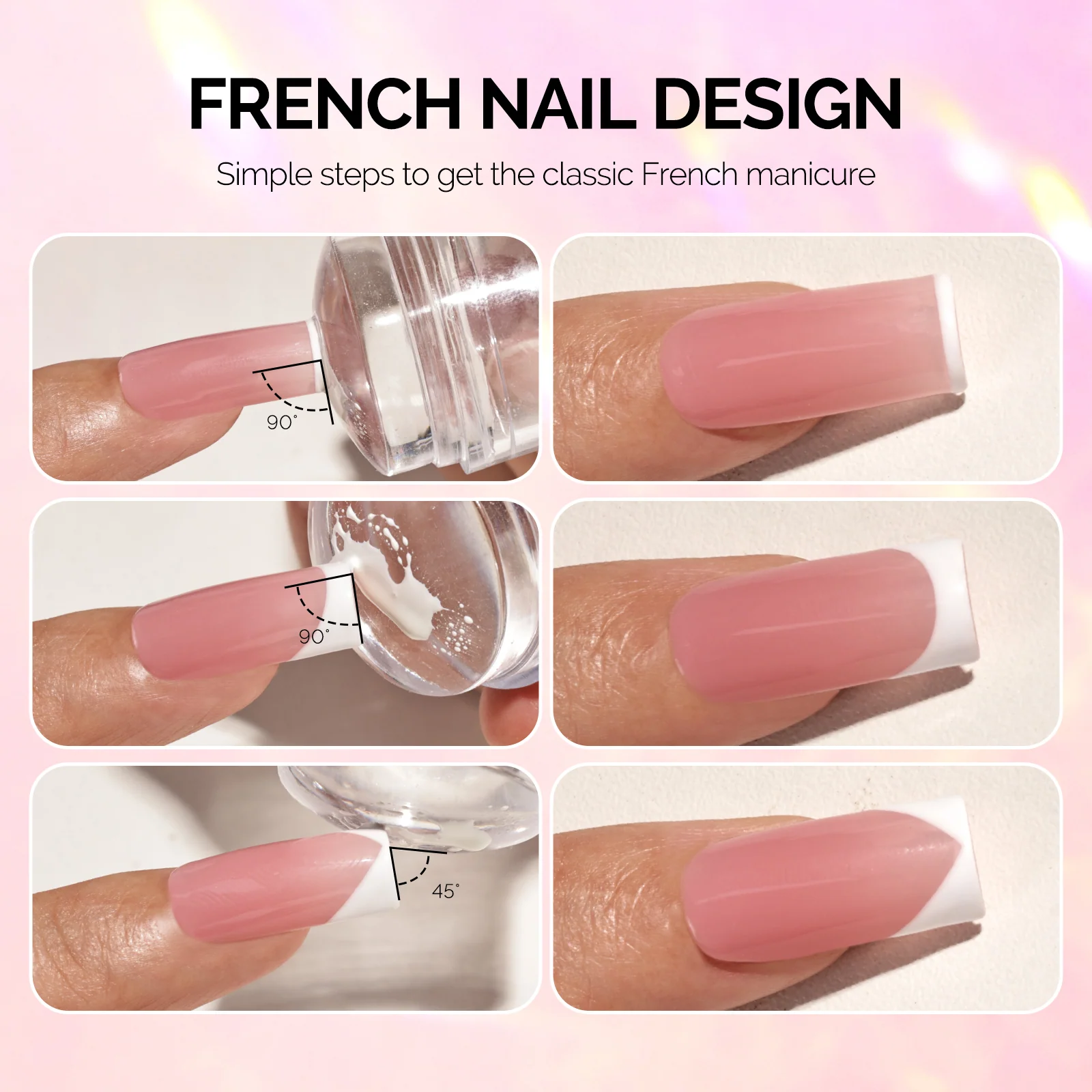 French Nail Stamper Kit 4PCS Clear Silicone Stamps and Scrapers