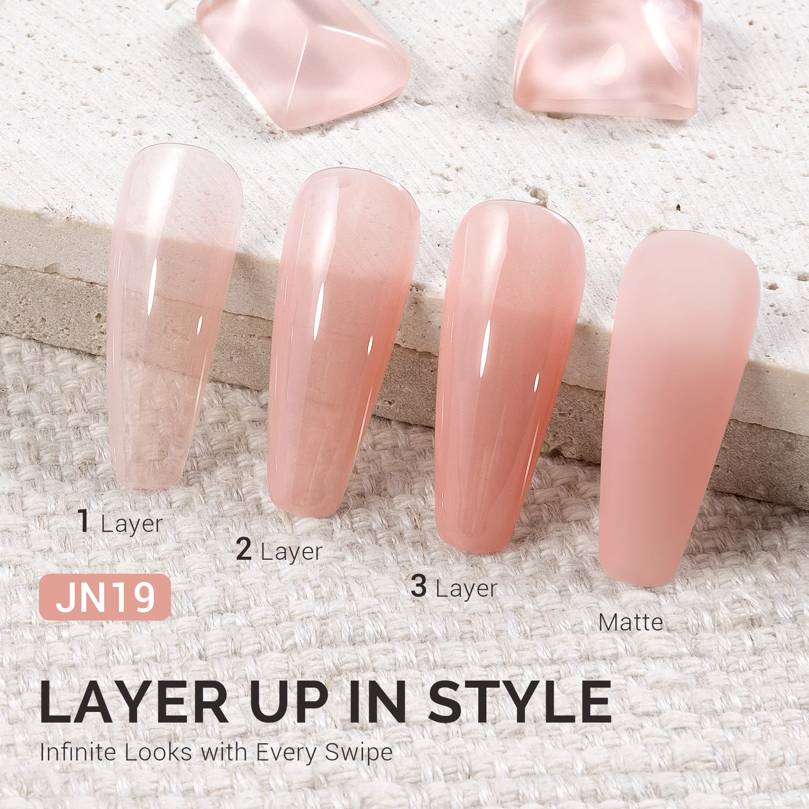 Jeweliver Jelly 无 TPO 甲油胶 15ml - 粉蔷薇辉石 - JN19