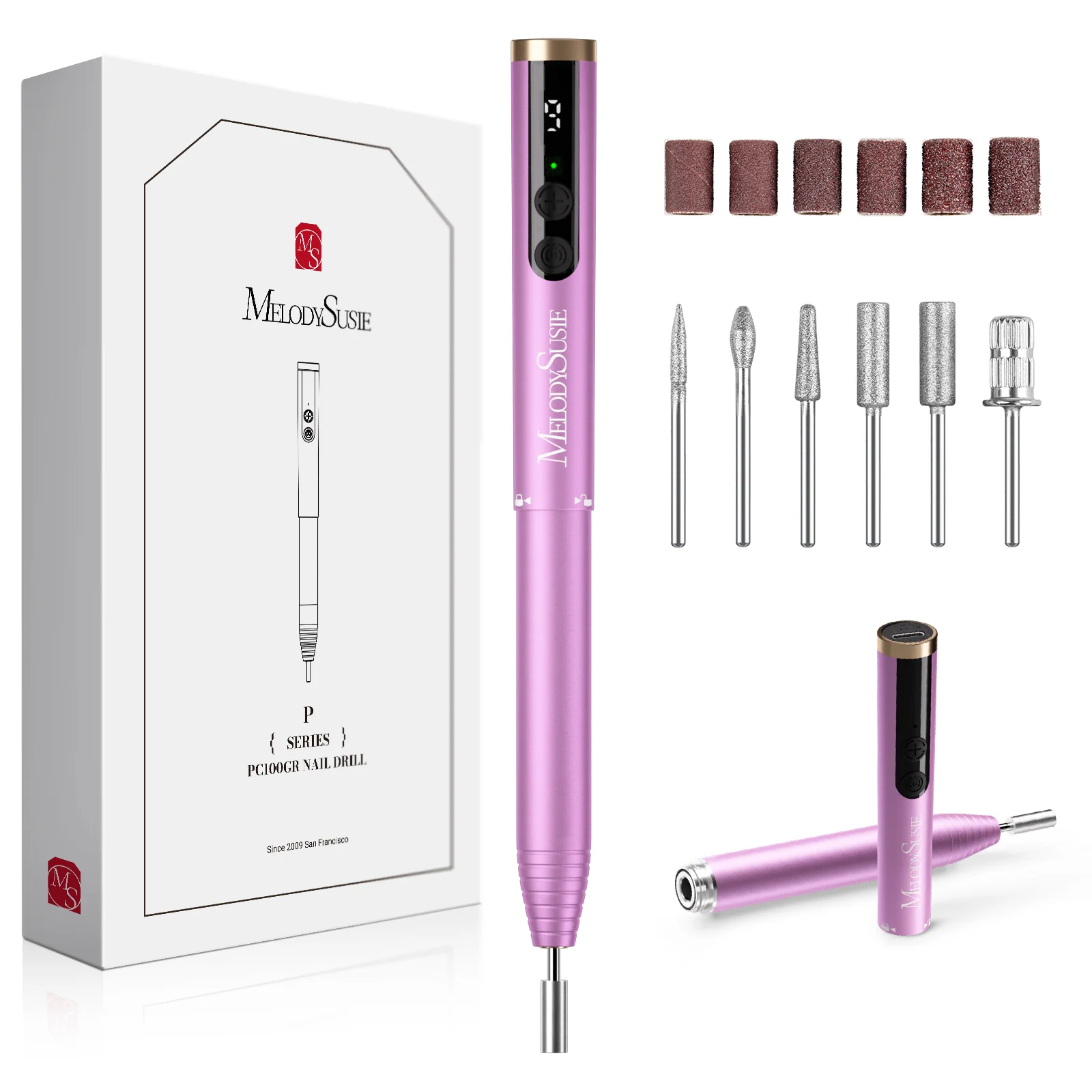 PocketNail PC100GR/PC100G Pen-Shaped Innovative Portable Rechargeable Nail Drill 20,000RPM