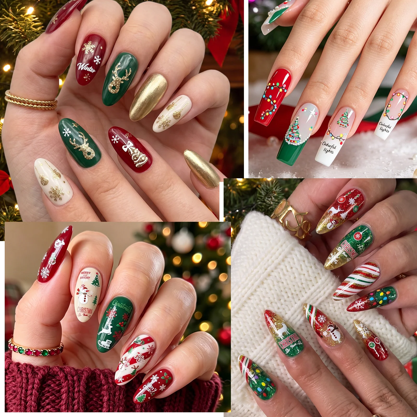 Christmas Nail Art Stickers Set with 6 Holiday Sticker Sheets