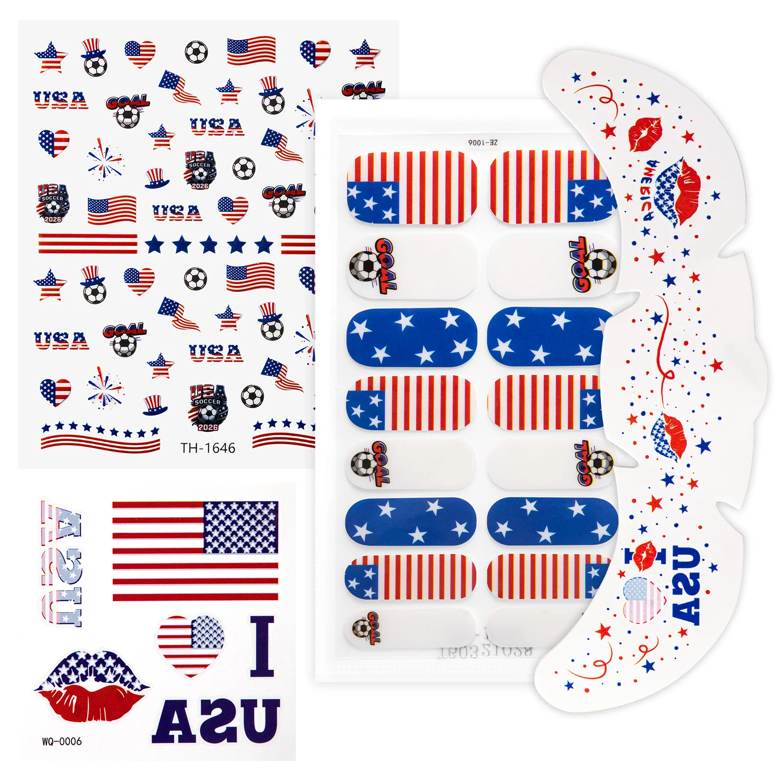 Gameday FanGlow Kit World Cup Soccer Flag Nail Strips and Face Tattoos