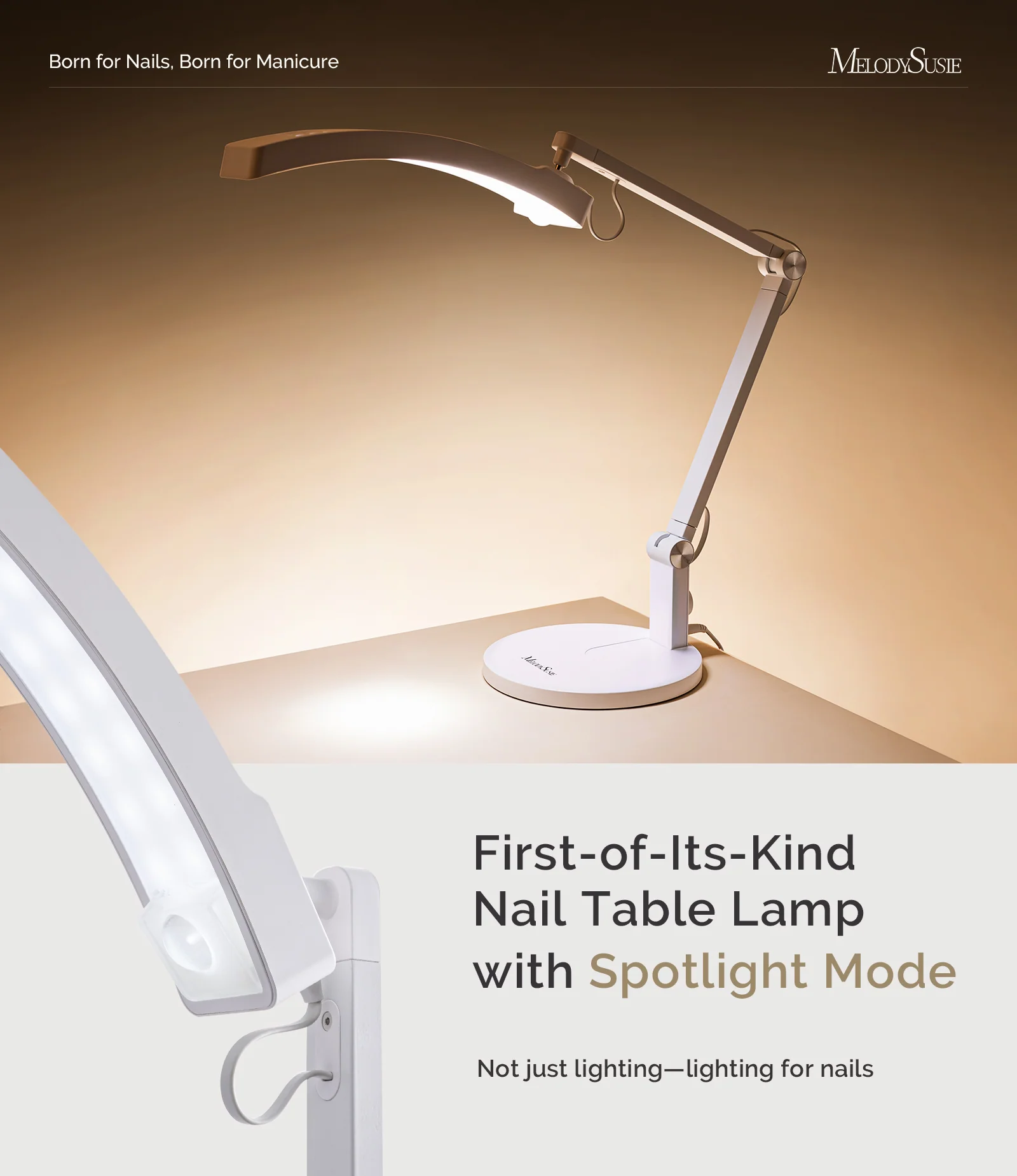 S-Pro25A Nail-Focused 3-Mode Manicure Table Lamp without Mini Nail Lamp