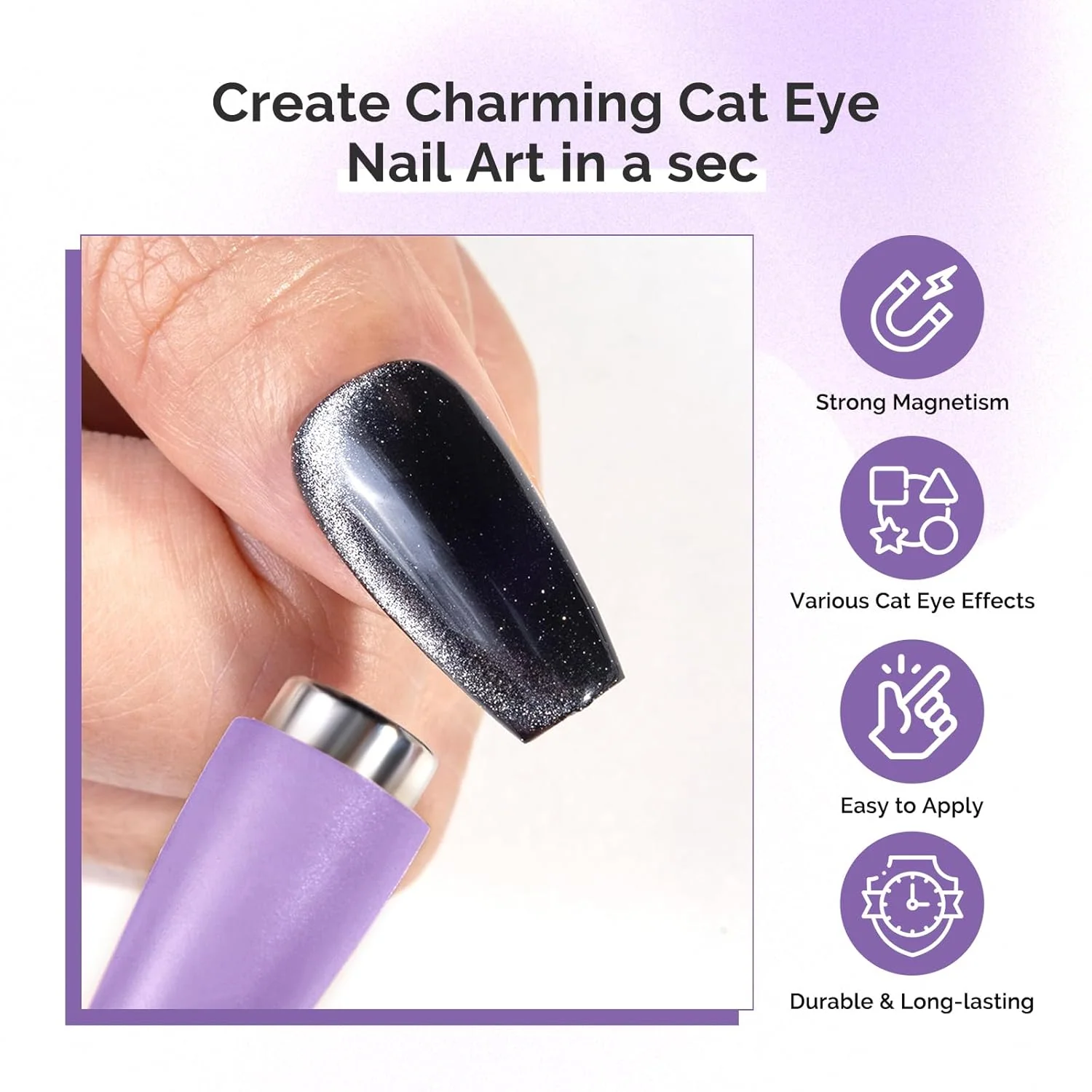5 in 1 Multifunctional Cat Eye Gel Nail Polish Magnet, Purple