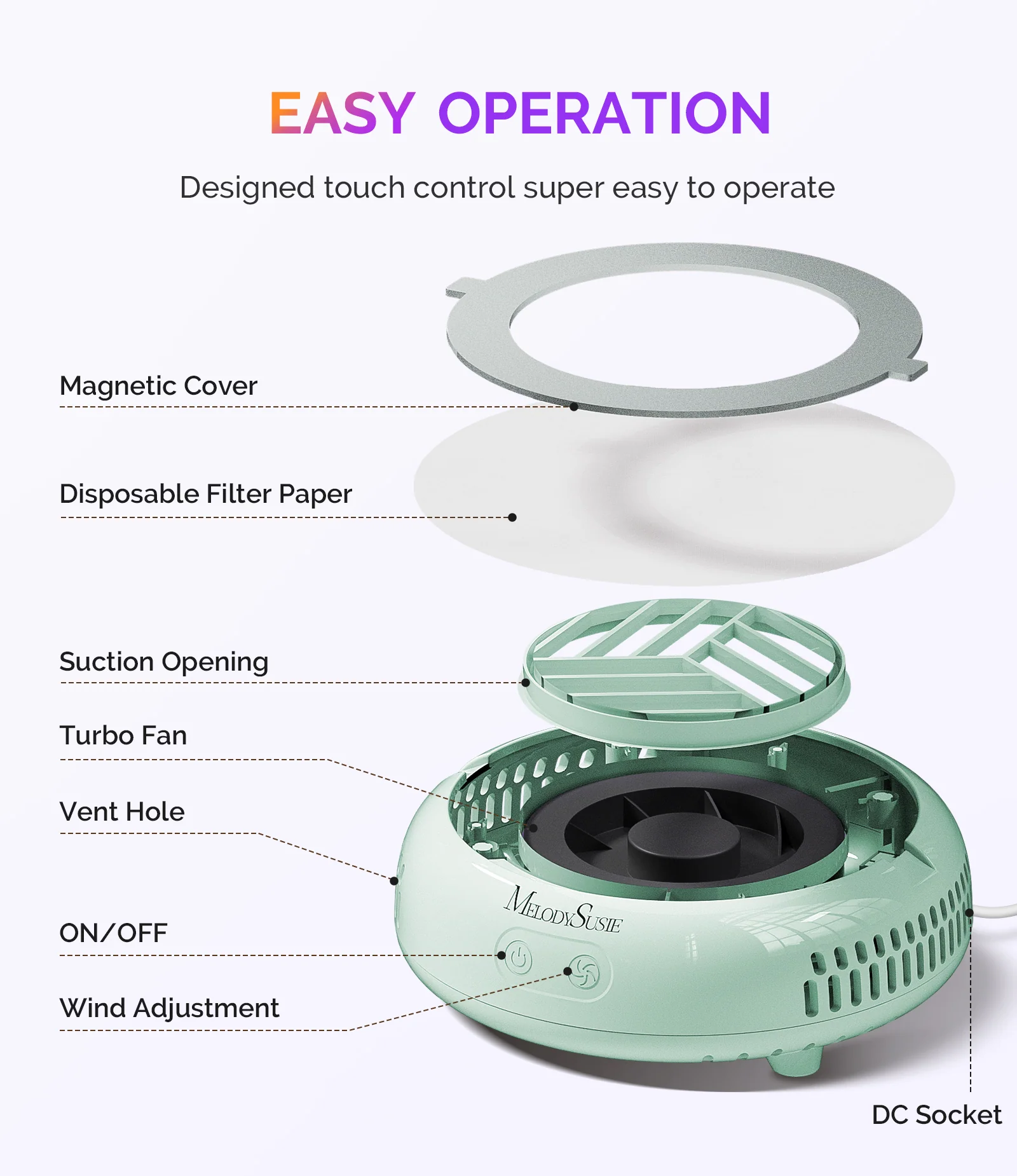 HProA Nail Dust Collector Green Kit with Filter Papers