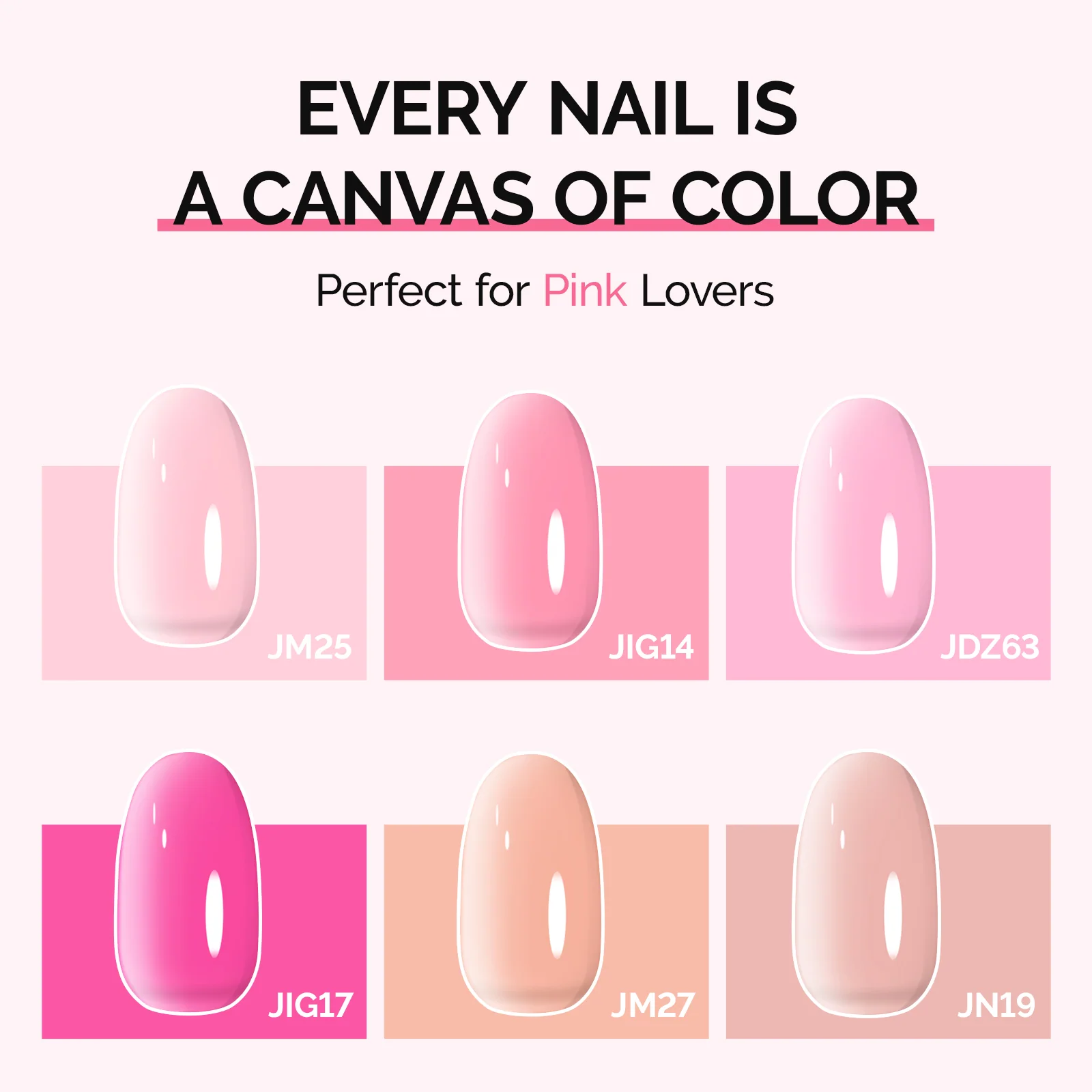 6 Colors Jeweliver Jelly TPO-Free Gel Nail Polish Set 0.5 fl oz/15ml - Pink