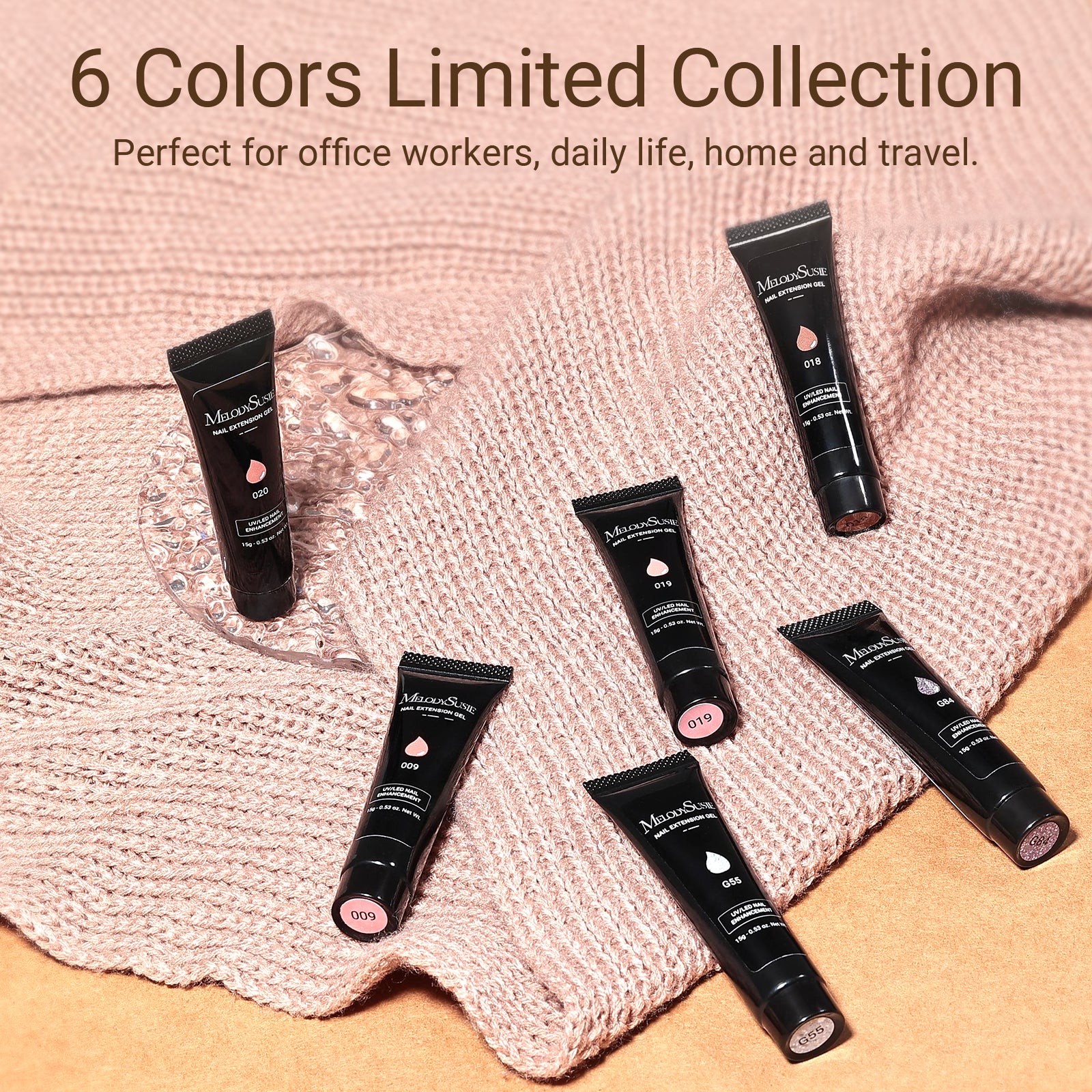6 Colors Poly Nail Extension Gel Kit in Daily Nude Tones