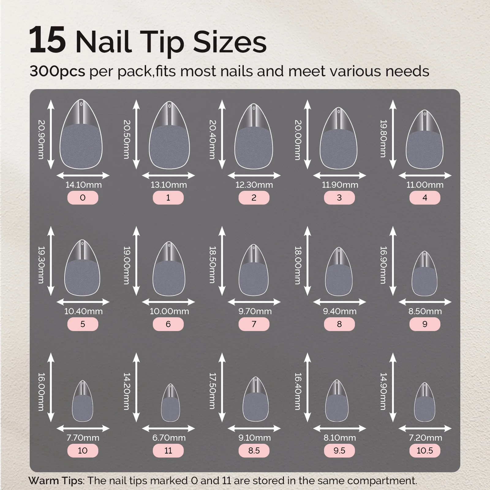 Half Matte Pre-Shaped Acrylic Nail Extension Tips in 12 Sizes