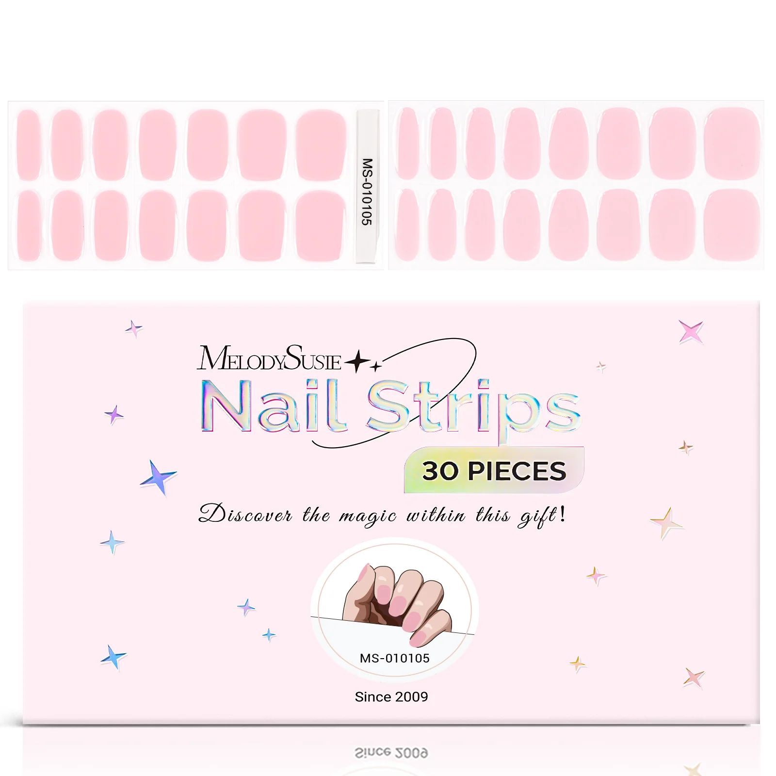 MelodySusie Semi Cured Gel Nail Strips with 3D and 5D Stickers