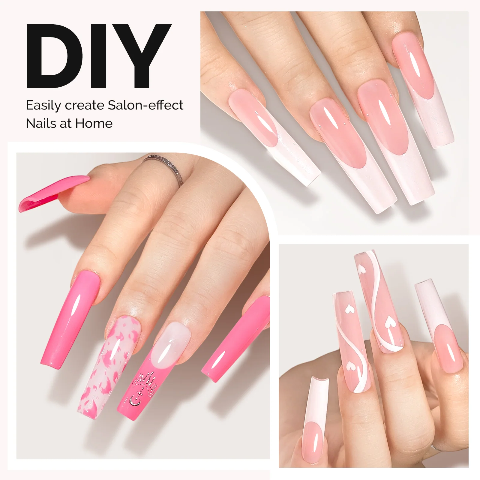 288Pcs Half Matte Clear Acrylic Full Cover Nail Tips