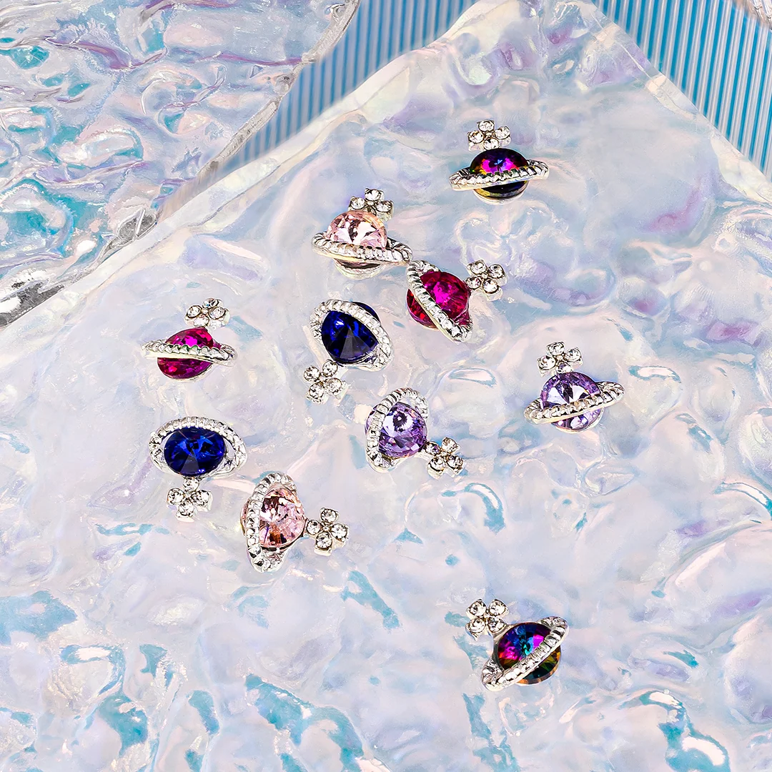 3D Saturn Shape Nail Rhinestones in 6 Colors