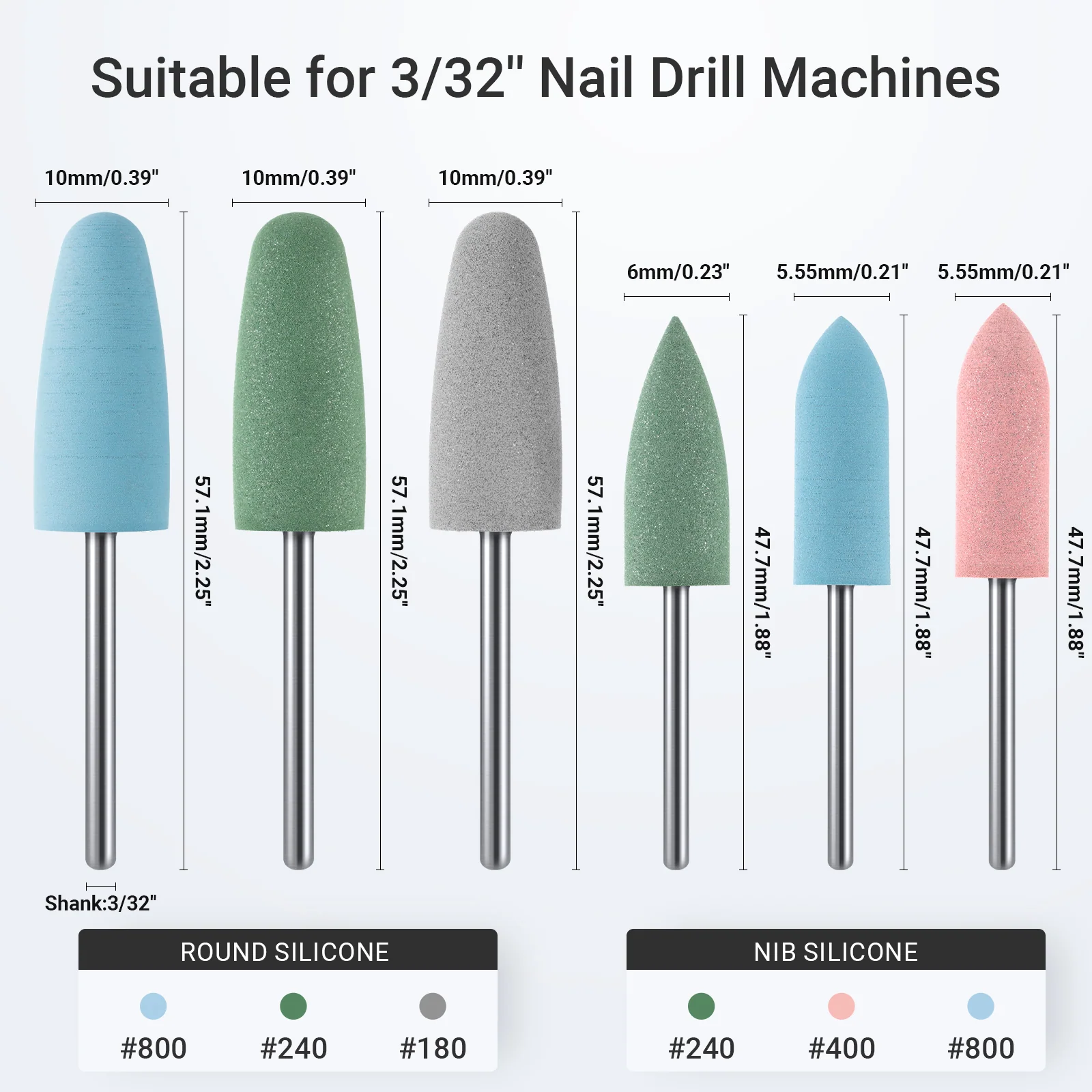 6Pcs Polish Pedicure Nail Drill Bits with 16-Hole Holder Set