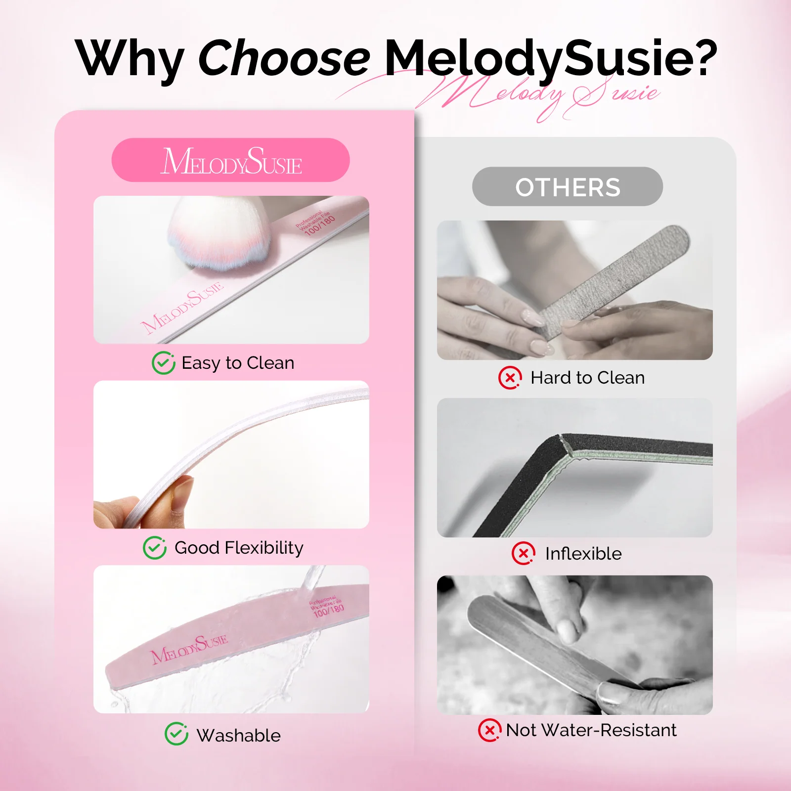 MelodySusie Dual-Sided Nail Files and Buffers Set, 6 Pieces