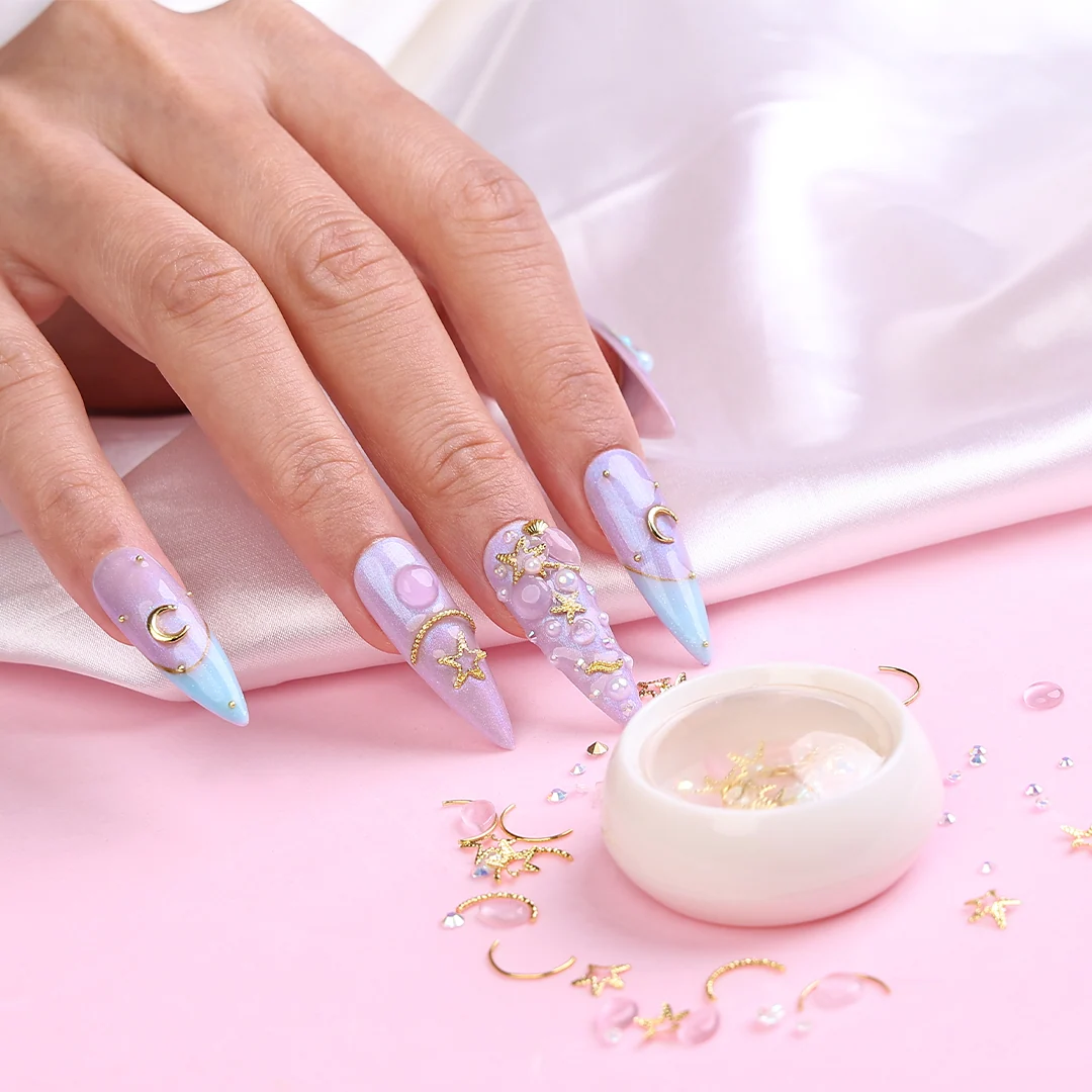 Mixed Rivets Alloy Flatback Crystal Opal Nail Rhinestones Set