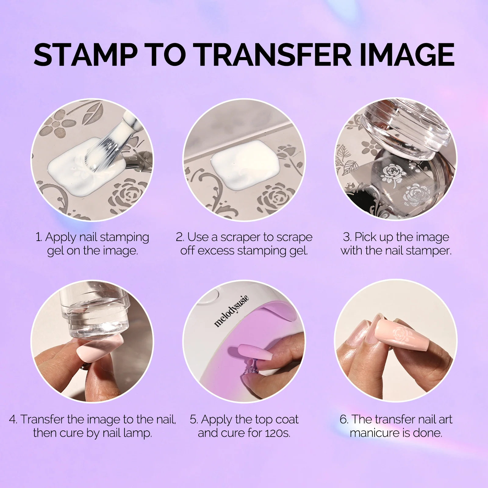 Purple French Nail Stamper Kit 2PCS with Silicone Head and Scraper
