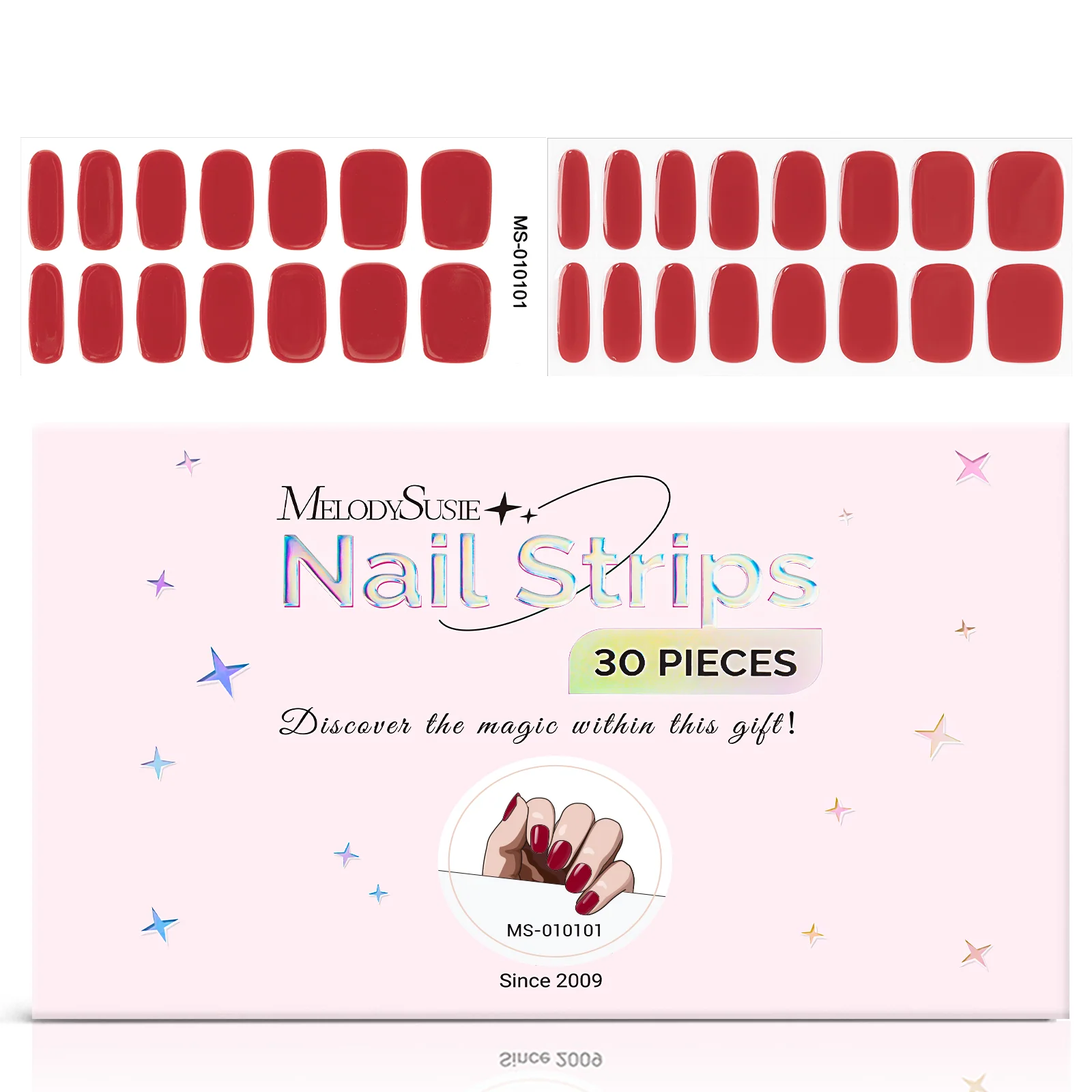 MelodySusie Semi Cured Gel Nail Strips with 3D and 5D Stickers