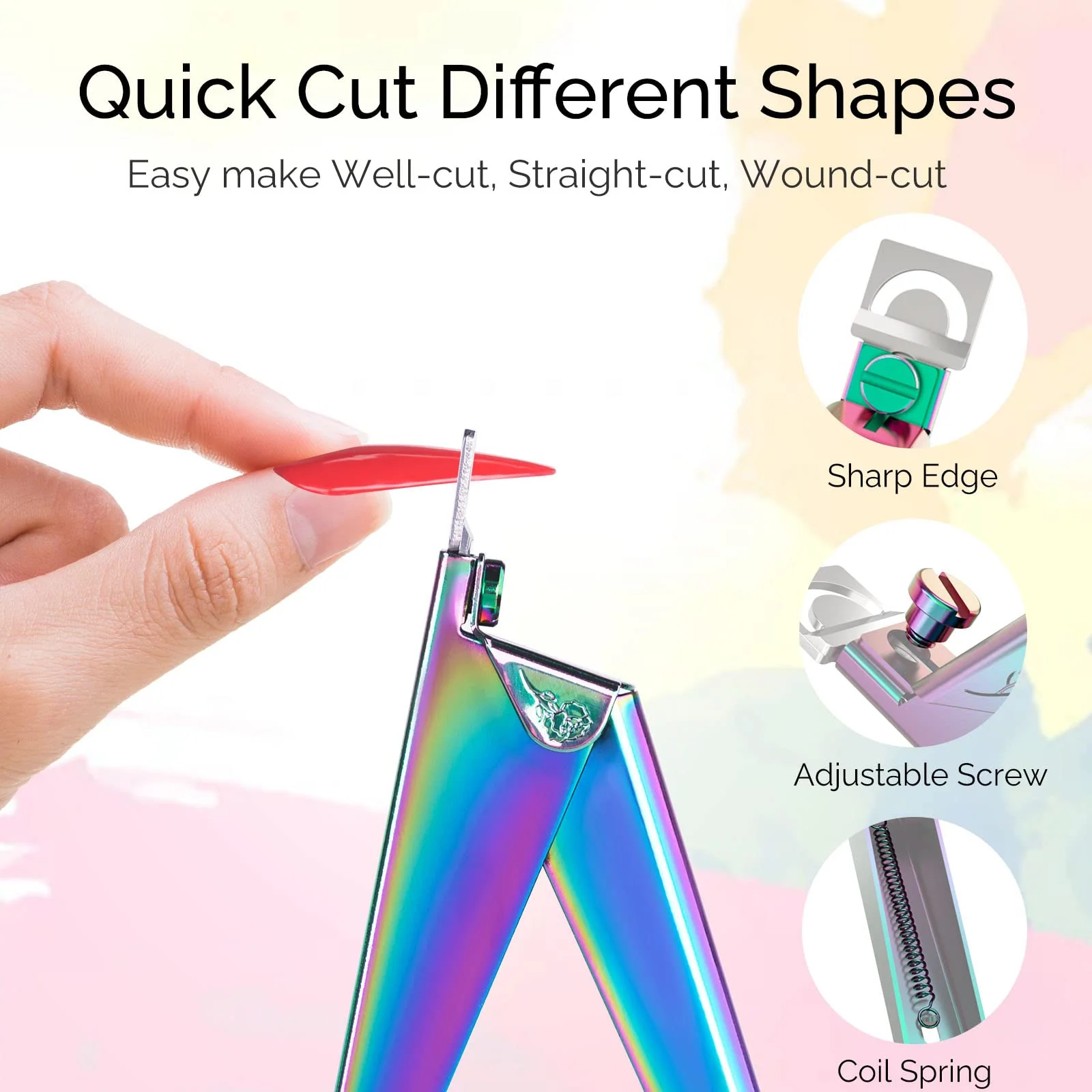 Acrylic Nail Clippers 4 in 1 Kit-Rainbow Manicure Tool Set