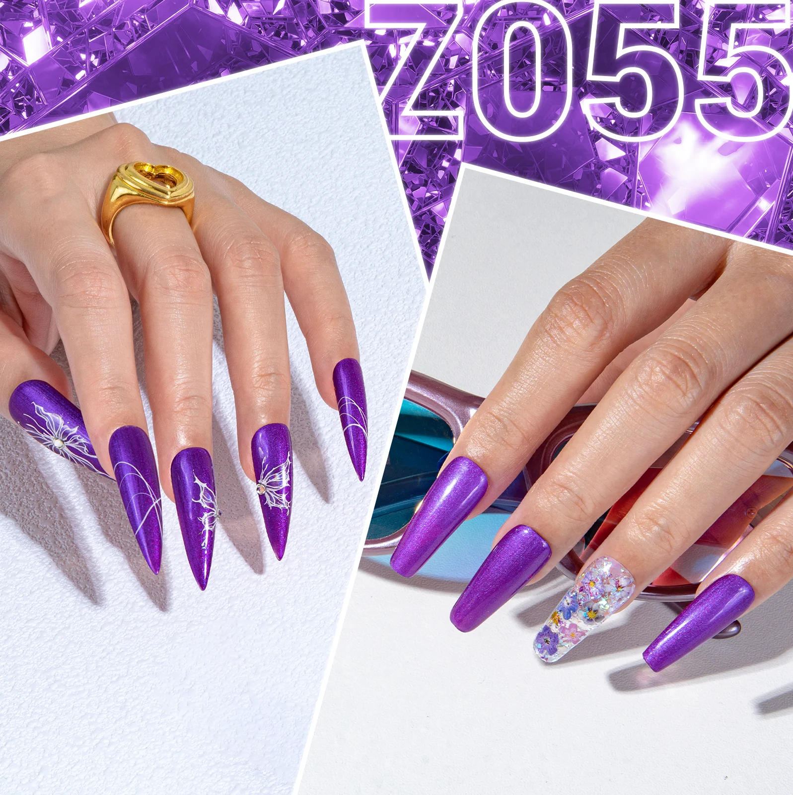 Z055 Purple Shimmer Glitter  - 凝胶甲油(15ml)