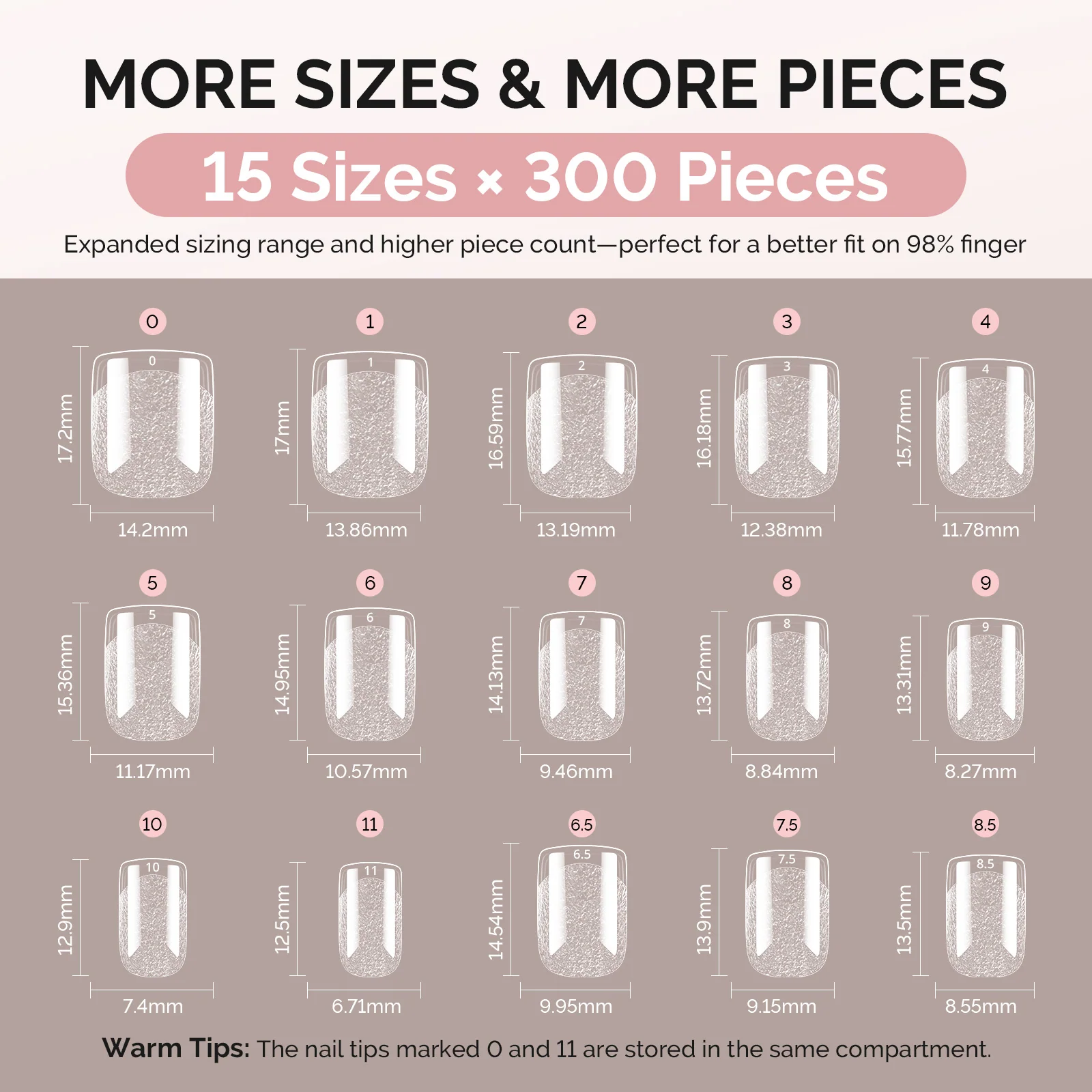 300Pcs Half Matte Clear Acrylic Full Cover Nail Tips