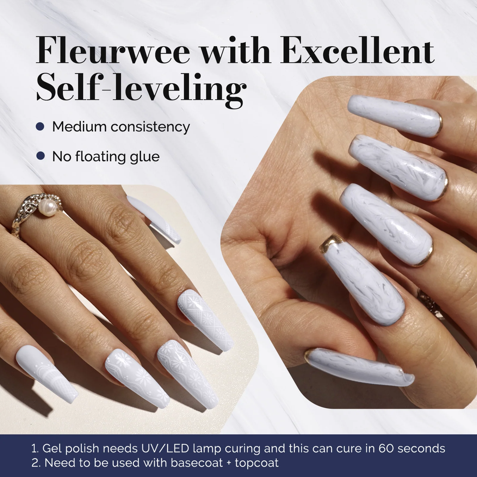 Fleurwee 不含 HEMA、不含 HPMA、不含 TPO 植物基凝胶指甲油 0.5 fl oz/15ml - P50 Daisy-White