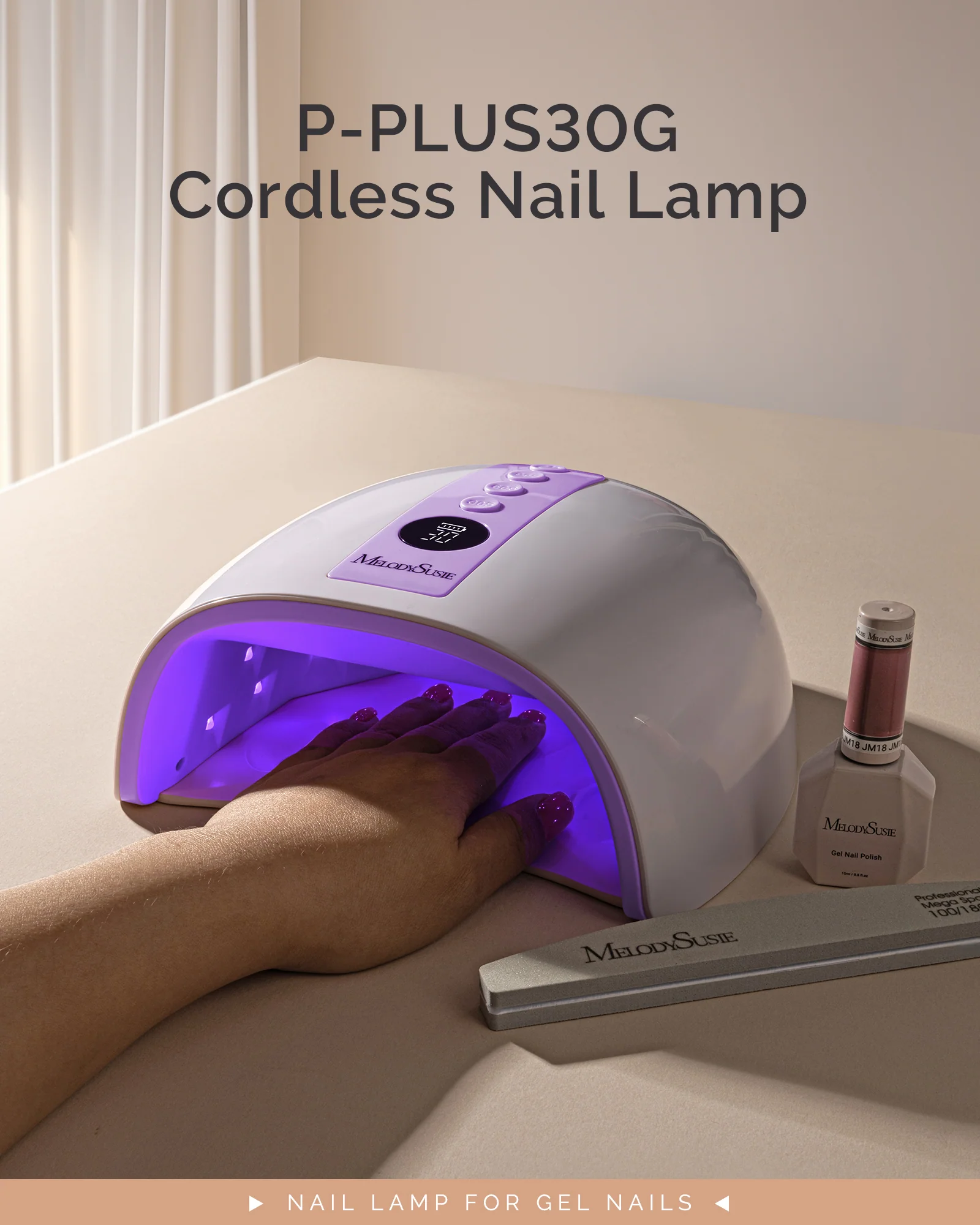 P-PLUS30G Rechargeable Cordless UV/LED Nail Lamp - Purple
