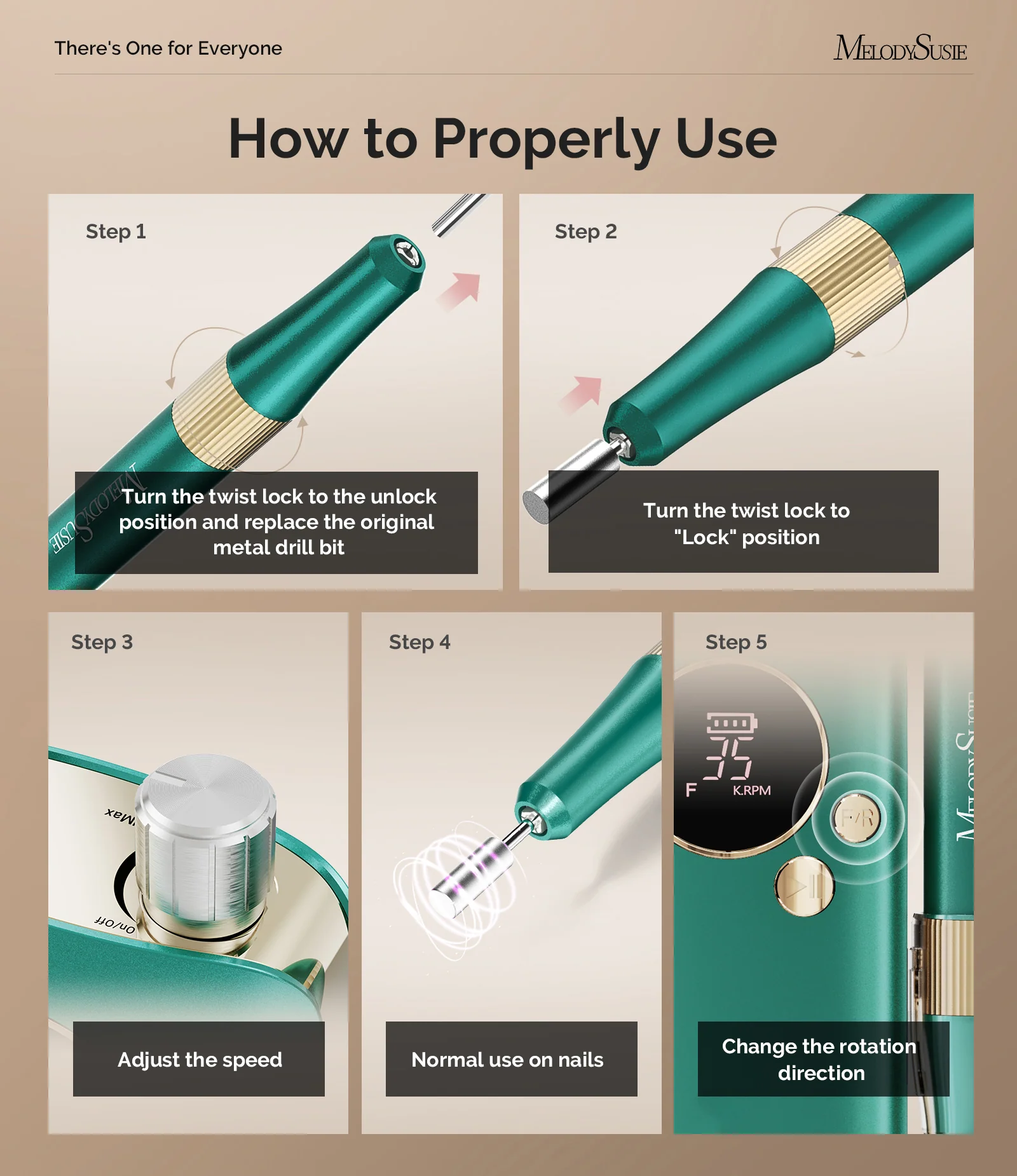 SM200F Clip-On Advanced Rechargeable Nail Drill 35,000RPM in Green