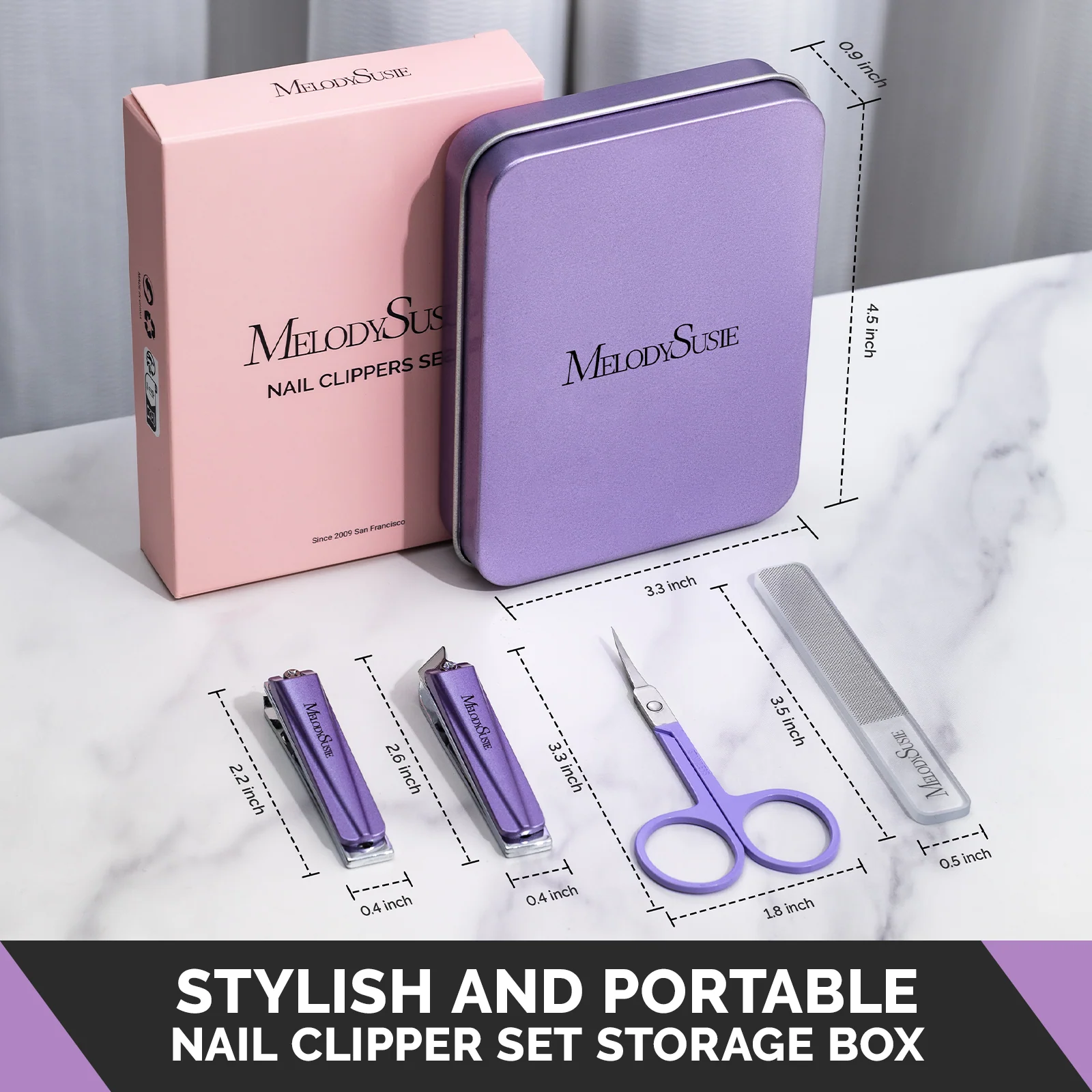 Stainless Steel Nail Clippers 4-in-1 Manicure Kit in Purple 4 in