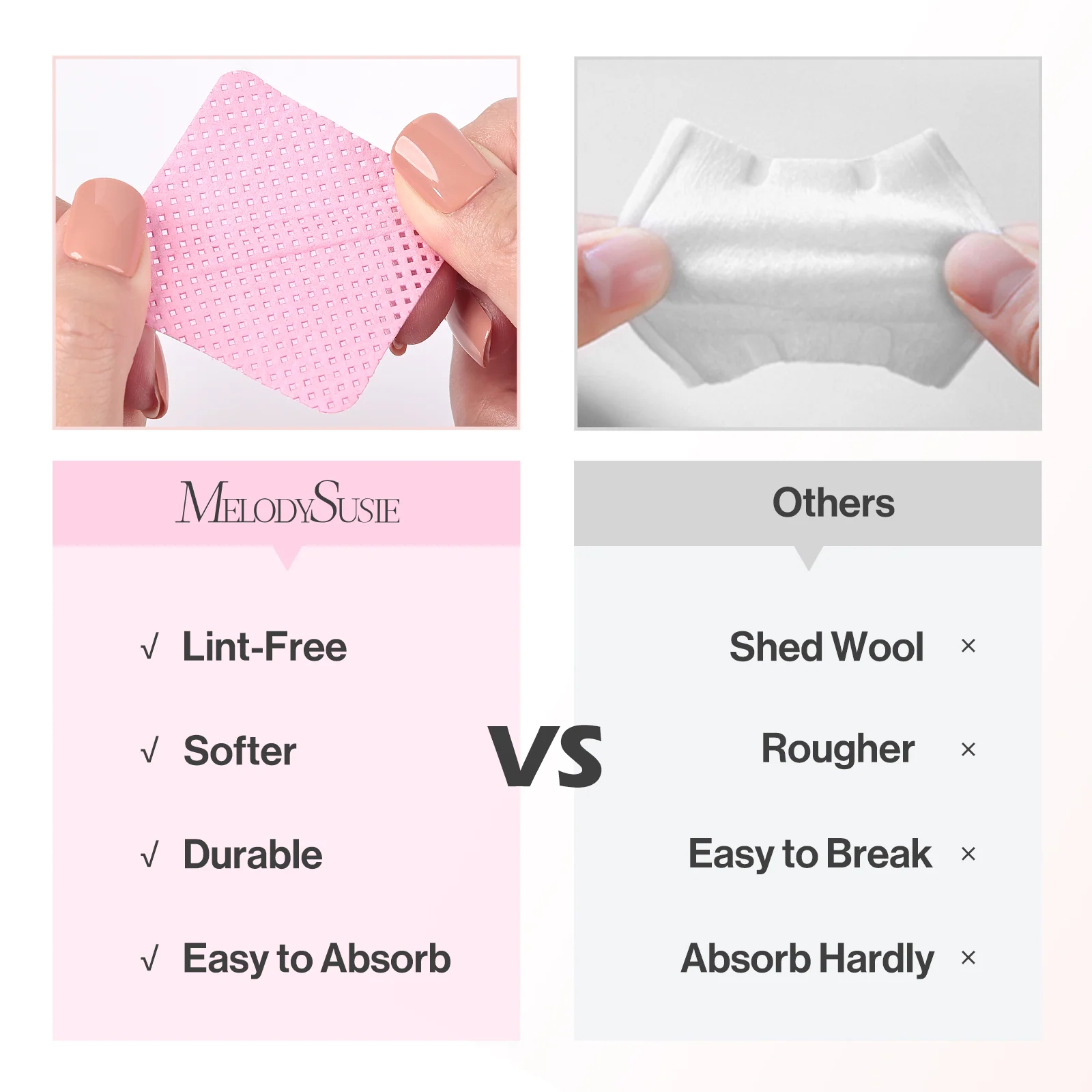 900 Pcs Lint Free Nail Wipes - Pink