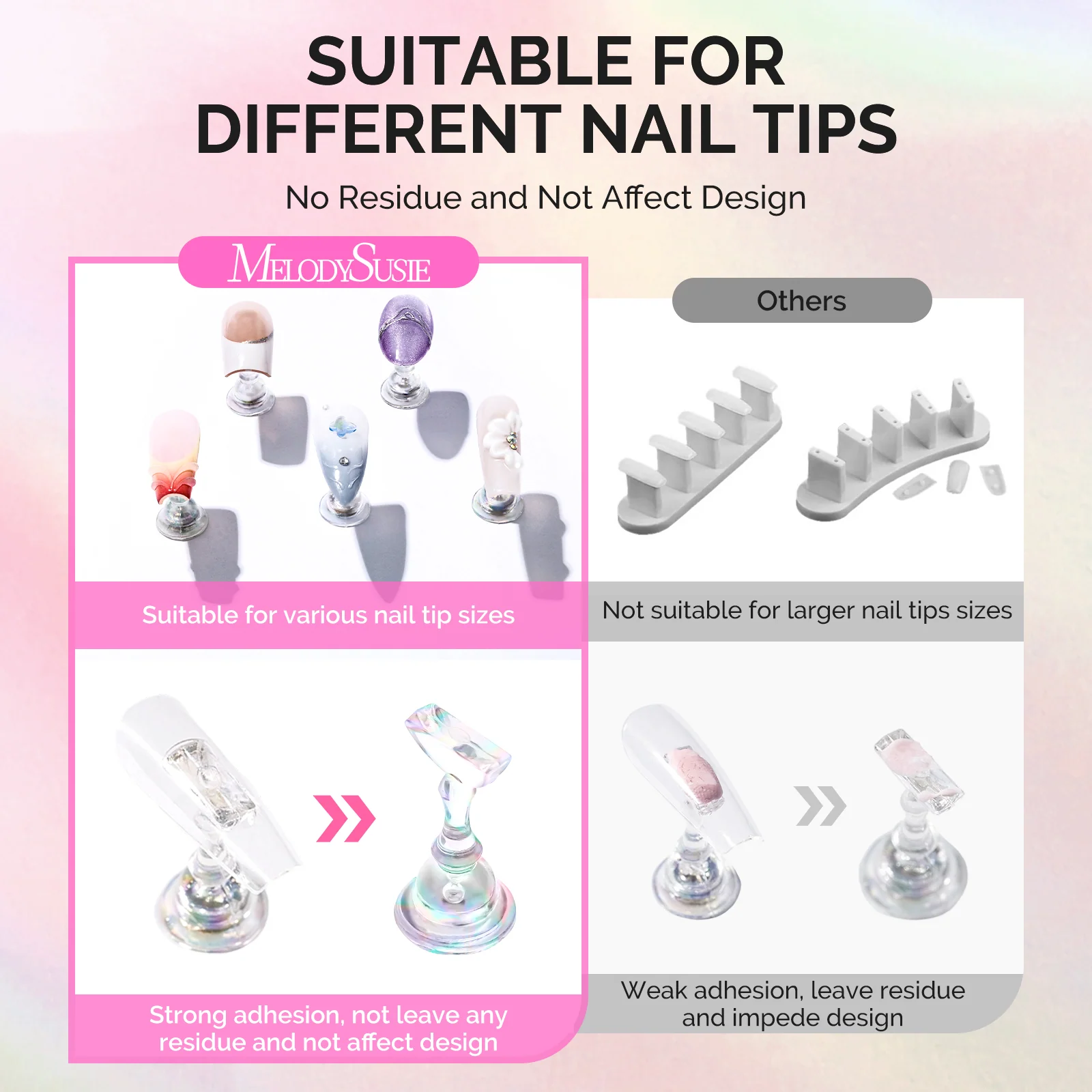 MelodySusie Magnetic Nail Stand Set with 3 Shiny Bases and 11 Stands