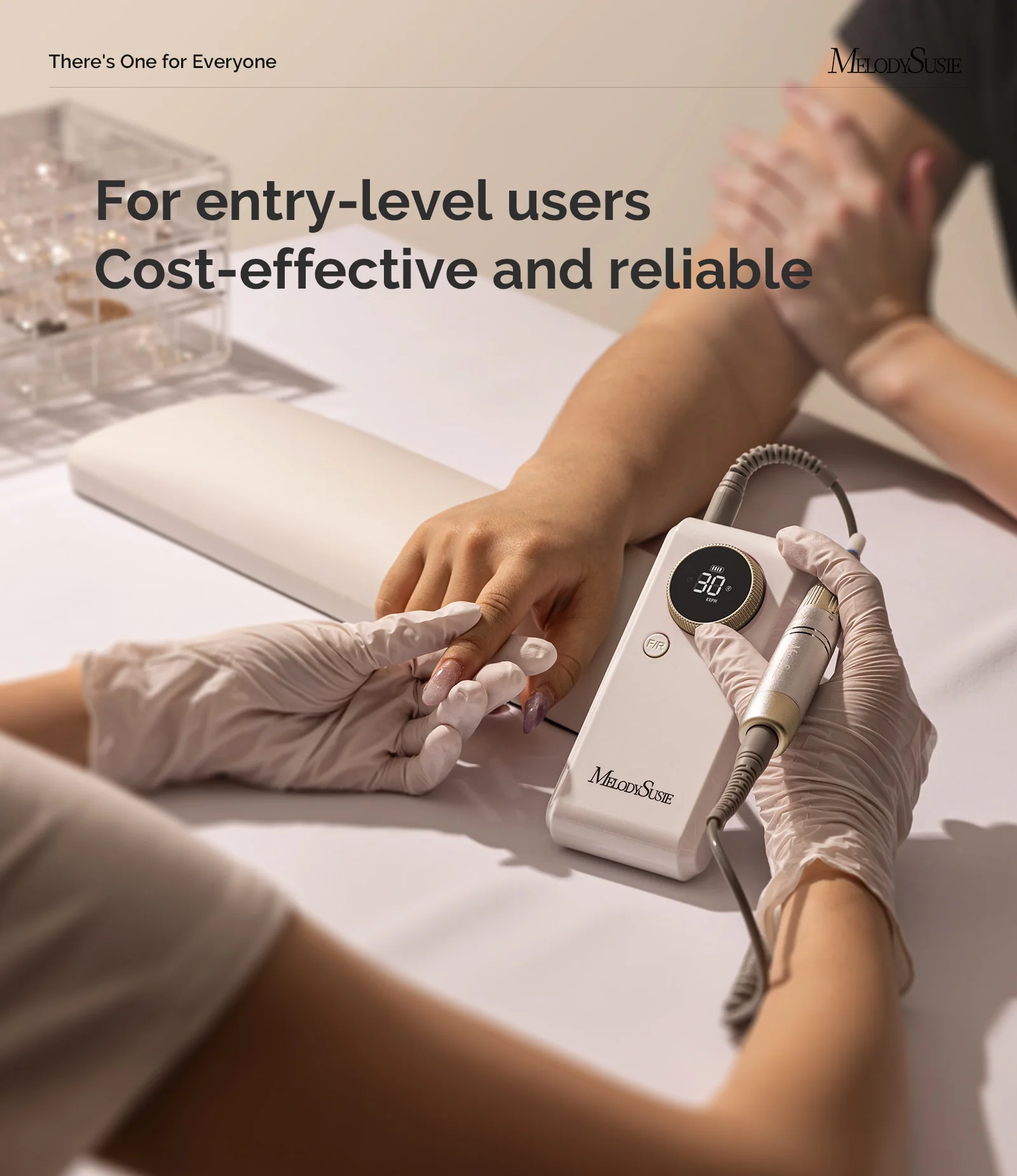 SC330G Clip-On Rechargeable 2-in-1 Nail Drill with Built-In Stand 30,000RPM - White Gold