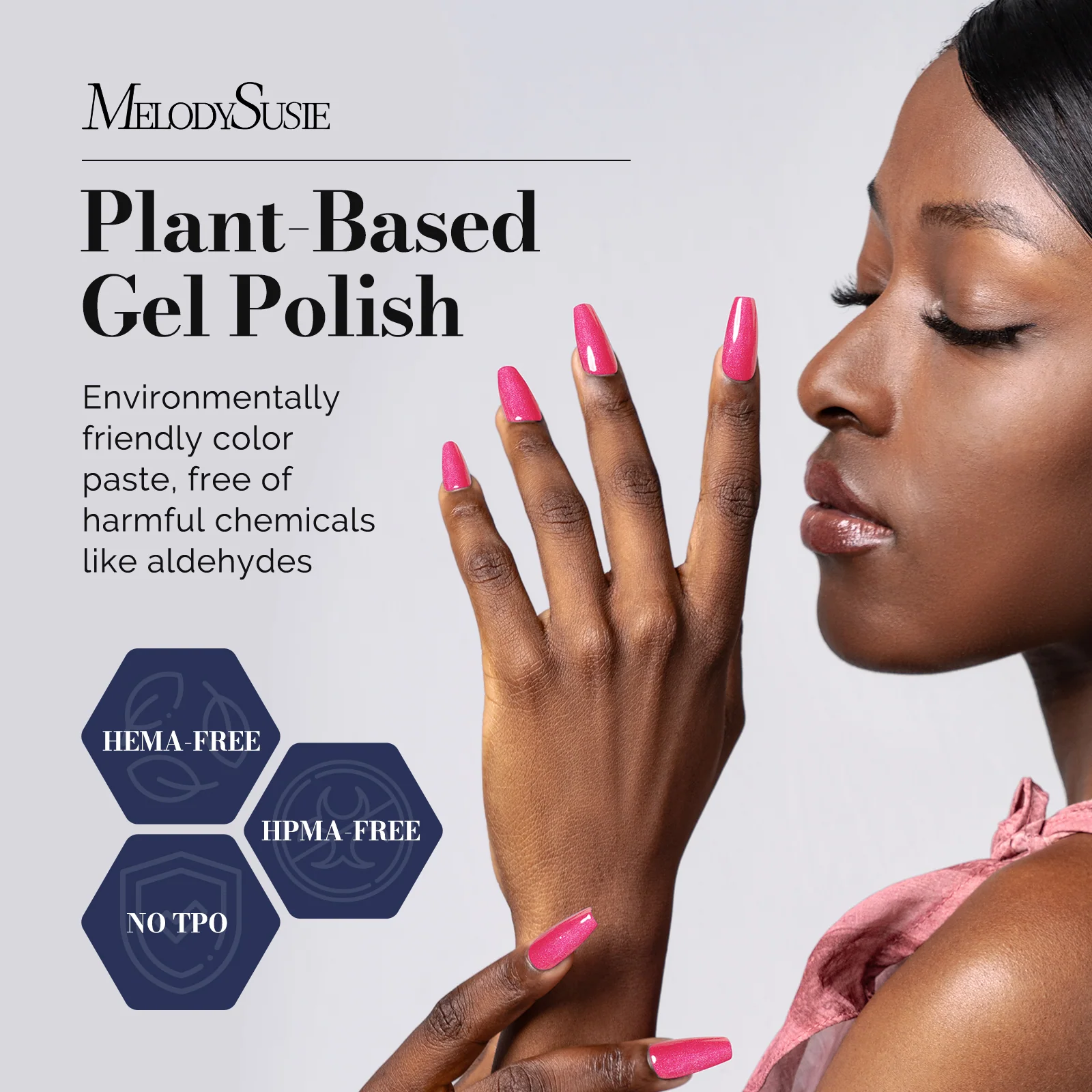 Fleurwee HEMA-Free & HPMA-Free & TPO-Free Gel Nail Polish Plant-based 0.5 fl oz/15ml - P55 Guava Glitter