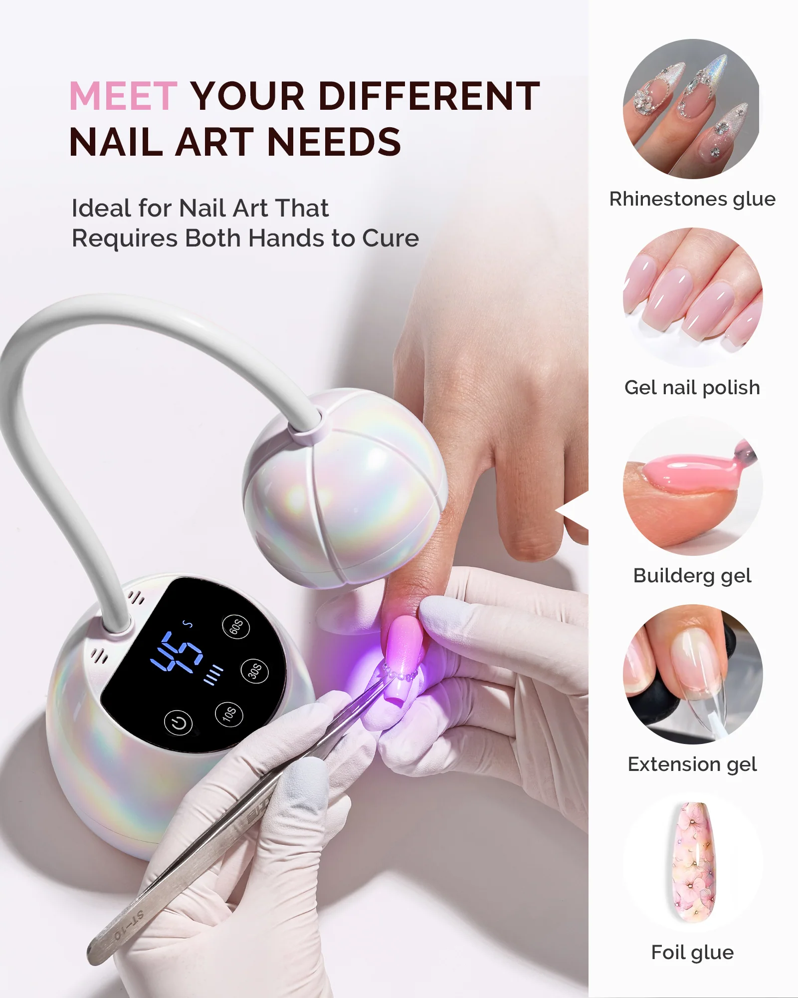 P-ArtM2 Gooseneck Cordless UV Nail Lamp in Pearl White